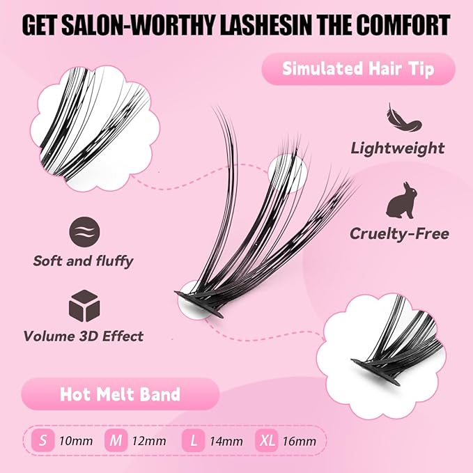 Natural Lash Clusters Kit Wispy Eyelash Clusters 120 pcs Cluster Eyelash Extensions C Curl Individual Lashes 10-16 mm Mix Length Natural Looks (30D KIT 120 Pcs)
