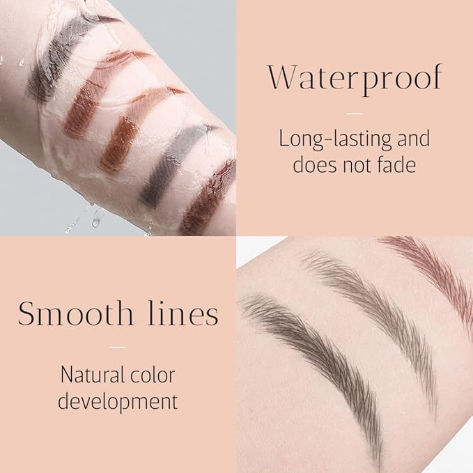Microblading Eyebrow Pen, 2026 New Waterproof Eyebrow Pencil, Eye Brow Pen with 4 Tip, Long-lasting Natural Eyebrow Makeup Fine Stroke Magic Eyebrow Pencil Stay on All Day (Grey)