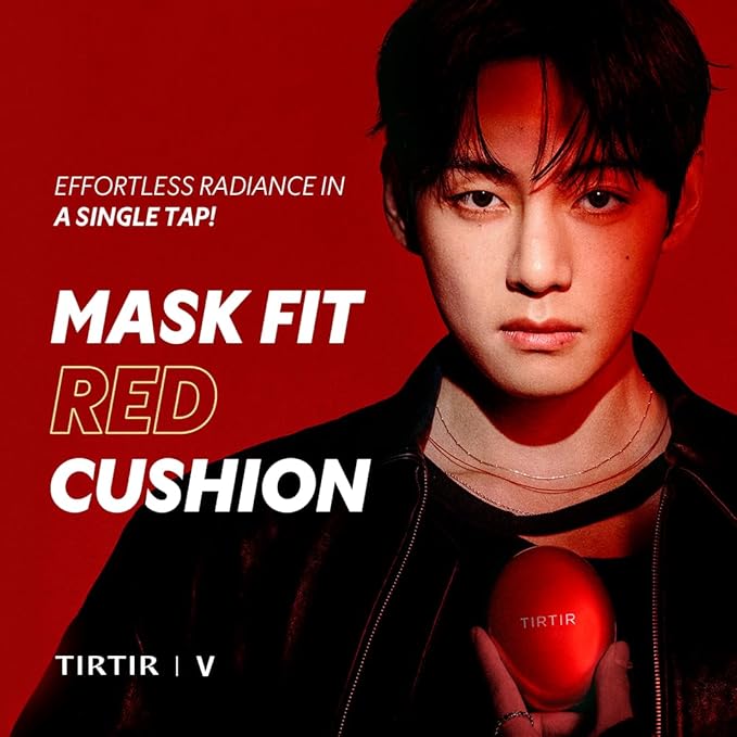 TIRTIR Mask Fit Red Cushion Foundation | Full coverage, Weightless, Skin fit, Satin Glow Finish, Korean Makeup BB Foundation, beauty, Tattoo cover up, Buildable (#21C Cool Ivory, 0.63 Fl Oz)
