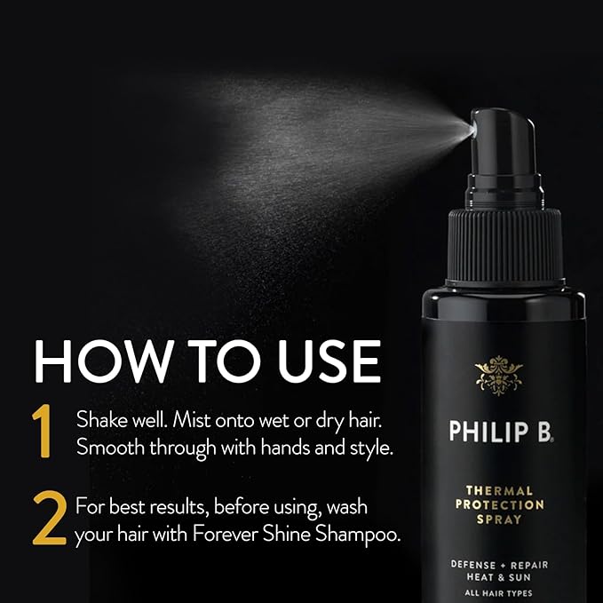 PHILIP B Thermal Protection Spray 4.2 oz. (125 ml) | Plump, Shine & Protect Hair from Heated Hair Tools