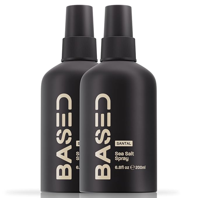 BASED Sea Salt Spray, Natural Finish Sea Salt Spray for Hair, Volumizes & Texturizes, Infused with Kelp & Vitamin B5, Light & Non-Greasy, Paraben, Sulfate, Phthalate Free, 6.8 oz (Pack of 2)