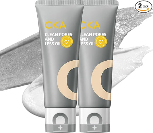 CKA Facial Deep Cleanser 2 Pack, Blackhead Makeup Remover 2 in 1 Dual-Chamber Foam Cleanser, Gentle Oil Control Minimizes Pores with Amazonian White Clay & Amino Acid, Daily Face Wash for Oily Skin