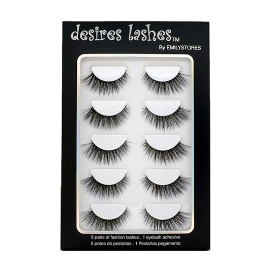 Natural Eyelashes 3D Faux-Mink Lashes Multipack 5Pairs, Natural
