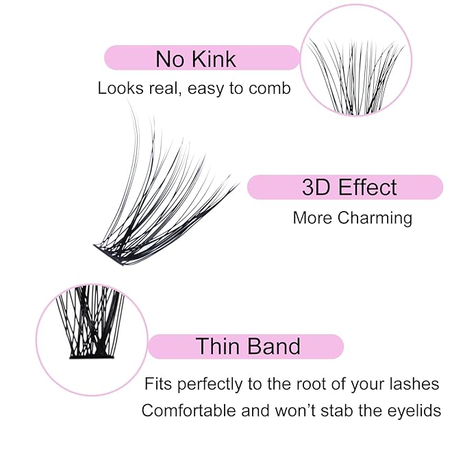 Lash Clusters LAUBESS Individual Lashes Waterproof Eyelash Clusters Mixed Tray Cluster Eyelash Extensions Soft Cluster Lashes for Beginners (40D-D-16)
