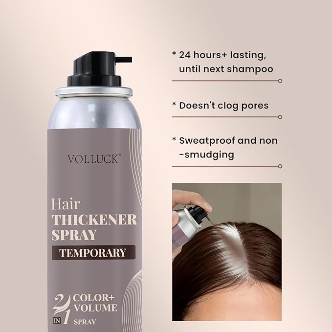 VOLLUCK Root Touch Up Hair Color Spray, Temporary Gray Hair Root Cover Up, Grey Coverage Spray For Women & Men, Ammonia-Free Quick Drying Water-Resistant Formula Medium Brown