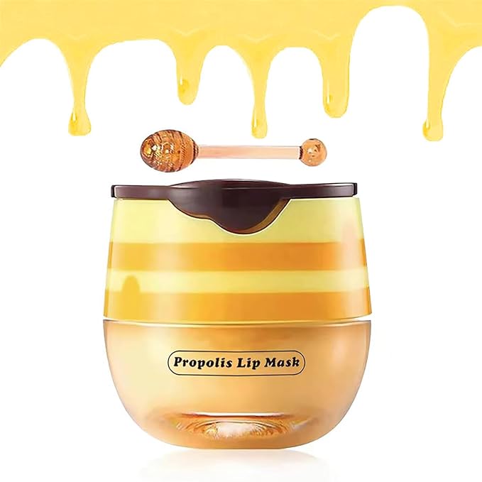 1 Pack Honey Lip Balm Honey Pot, Vitamin E Lip Masks & Moisturizing Propolis Sleeping Lip Mask, Effective Reduces Lip Lines Prevention Dry Lip Care