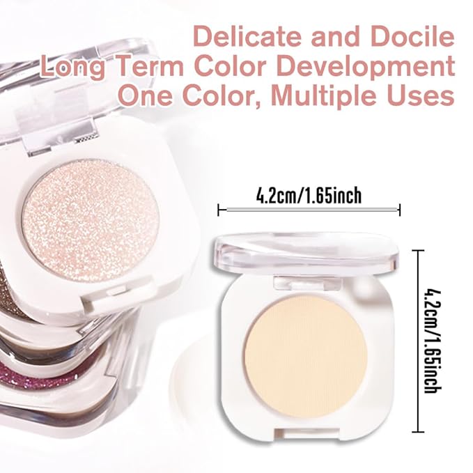 Smoky Beige Matte Eyeshadow Palette for Women, Single Monochrome Eye Shadow Makeup, Shiny Pressed Powder, Blendable Natural sombras para ojos, Holographic,Vegan,Travel -17