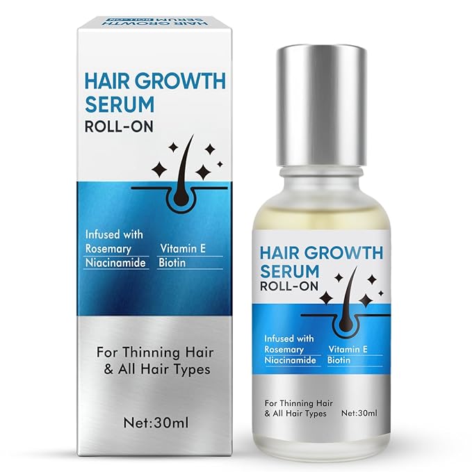 Hair Growth Serum Roll On, Blend with 3% Rosemary, 3% Redensyl, 2% AnaGain, Biotin & Niacinamide, Fast-Absorbing & Non-Greasy, No-Rinse, Advanced Follicle Support for Thinning Hair & All Hair Types