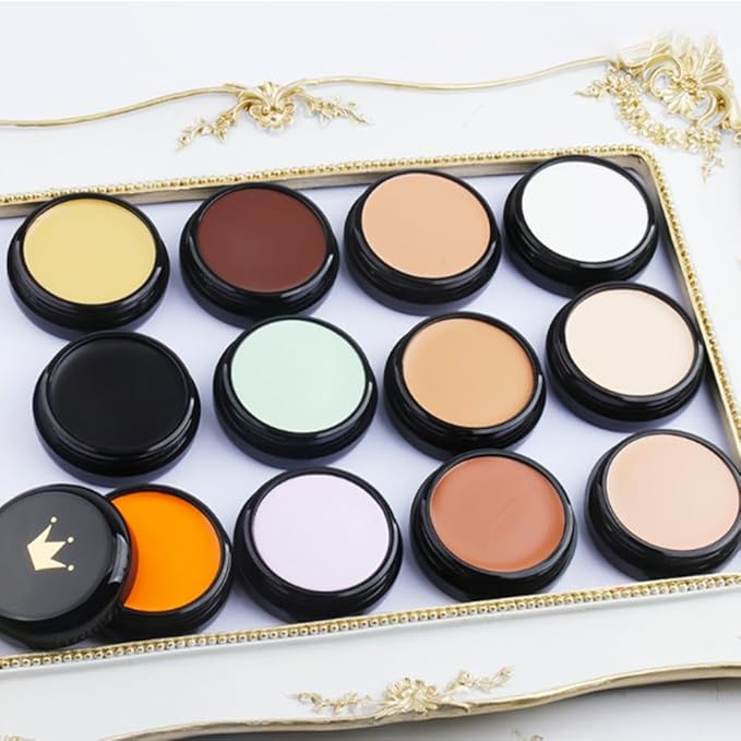 Kaely Pot Concealer Full Coverage, Under Eye Brightener Color Correcting Concealer for Dark Circles, Waterproof Foundation Face Makeup, Eye Ring Corrector de ojeras, 12 Orange
