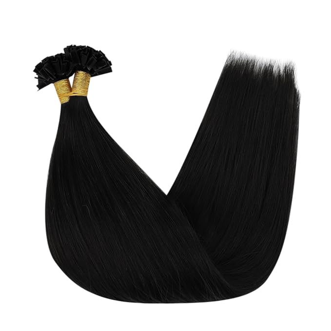 Full Shine Ktip Human Hair Extensions Jet Black 18 Inch K Tip Hair Extensions Real Human Hair Pre Bonded Extensions 50 Grams Fusion Extensions Natural Straight Remy Hair
