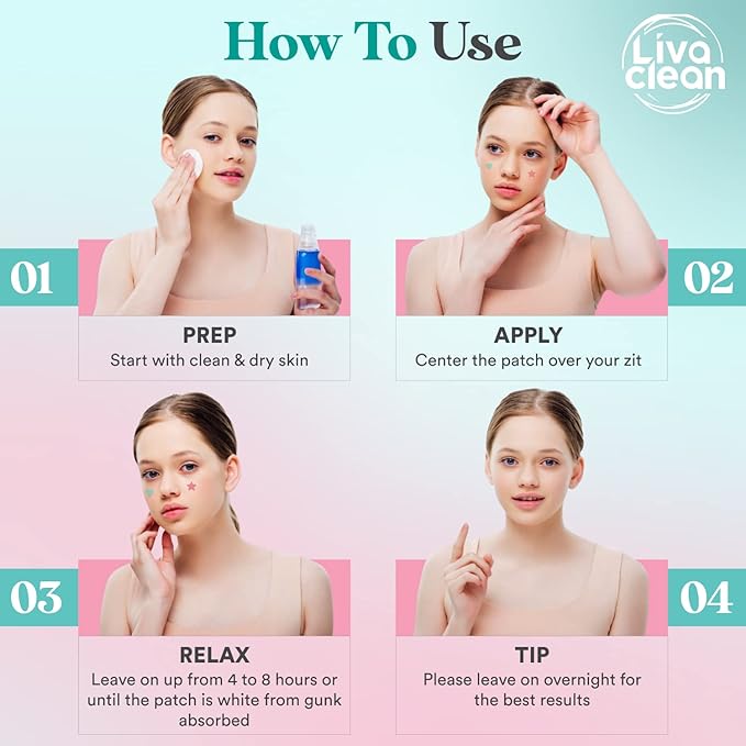 LivaClean 240 CT Heart & Star Pimple Patch w/Salicylic Acid & Tea Tree Oil, Pimples Patches, Pimple Patches Heart, Hydrocolloid Cute, Zit Patch, Cute Acne