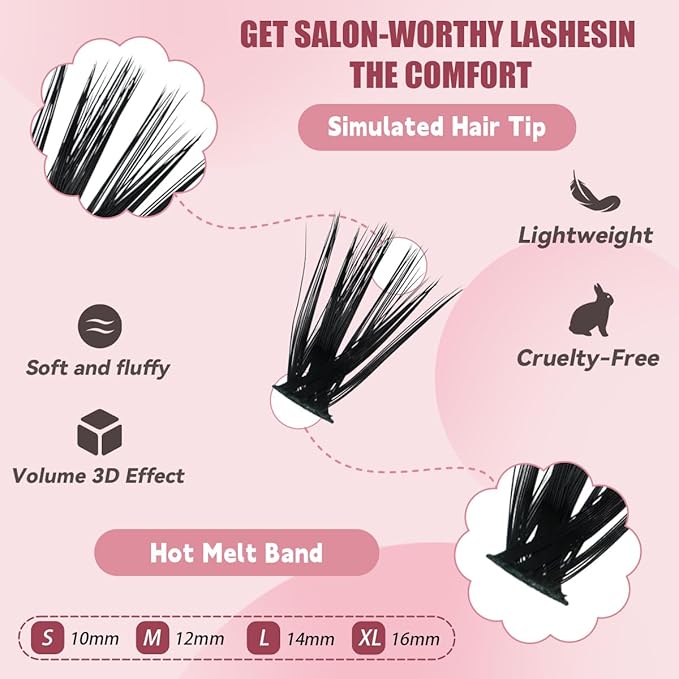 Natural Lash Clusters Kit Wispy Eyelash Clusters 120 pcs Cluster Eyelash Extensions C Curl Individual Lashes 10-16 mm Mix Length Natural Look (Left&Right 80D KIT 120Pcs)