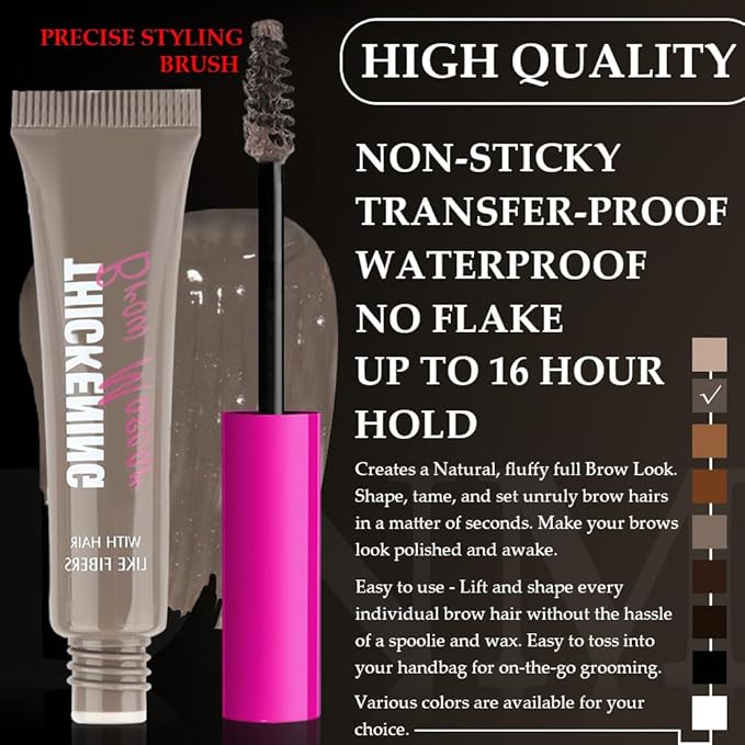 Kaely Thickening Brow Mascara,Tinted Eyebrow Gel Waterproof,Eyebrow Color Makeup,Brow Fast Sculpt,Vegan,Cruelty Free,maquillaje gel para cejas a prueba de agua,02 Cool Blonde
