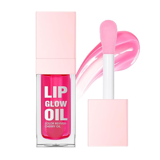 CHIFURE Hydrating Lip Oil, Plumping Lip Gloss, Moisturizing Lip Balm, Transparent Lip Oil, Non-Sticky Long Lasting Lip Gloss, Tinted Lip Balm for Lip Care,0.28 OZ (#015-Cherry, 0.28 OZ)