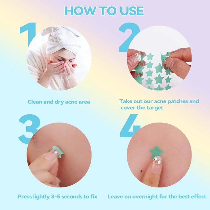 Pimple Patches for Face, Cute Star Zit Covers, Stars Hydrocolloid, with Tea Tree, Salicylic Acid & Cica Oil (10mm&12mm) 400 Count