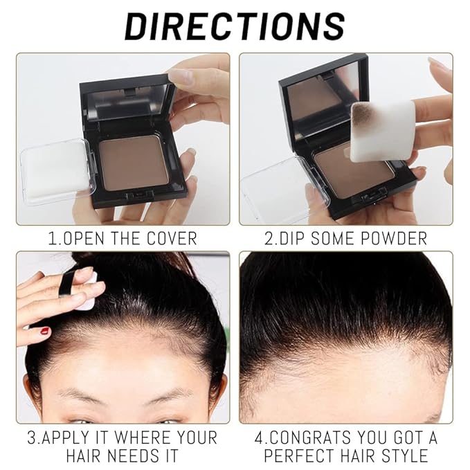 Instant Hairline Powder-0.42oz Root Touch Up Hair Color for Gray Hair Coverage, Scalp Concealer Shadow Powder Hair Fillers for Thinning Hair Bald Spot Cover Up, Beard Filler, Women & Men-Black