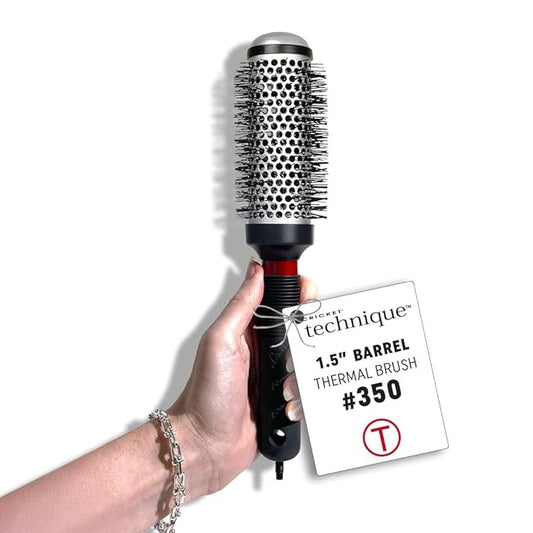 Cricket Technique Thermal Hair Brush #350 1.5” for Curling, and Styling – Heat-Retaining Barrel with Anti-Static Tourmaline Bristles, Round Thermal Brush, Ideal for All Hair Types
