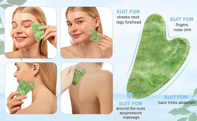 Jade Roller and Gua Sha Set,Gua Sha Facial Tools,Face Roller,Jade Roller for Face,Guasha Tools for Face,Self Care Gift for Men Women