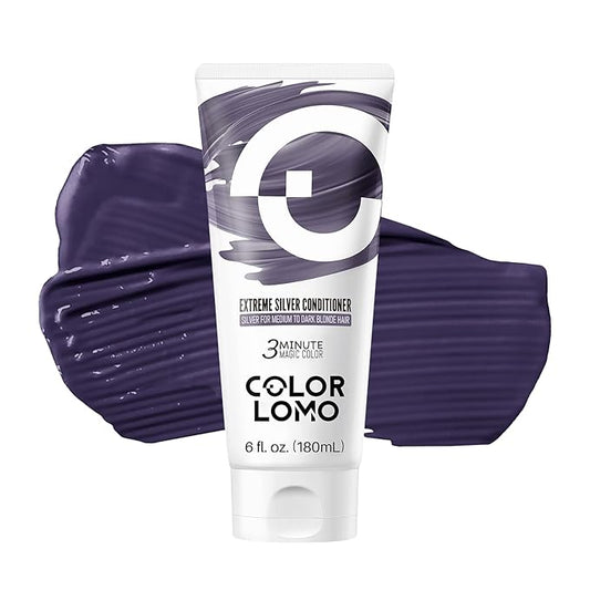 Semi Permanent Hair Color - 6 oz Color Depositing Conditioner with Shea Butter & Almond Oil- Color Conditioner Depositing Hair Mask - Vegan, Paraben, Ammonia & Sulfate Free -Extreme Silver