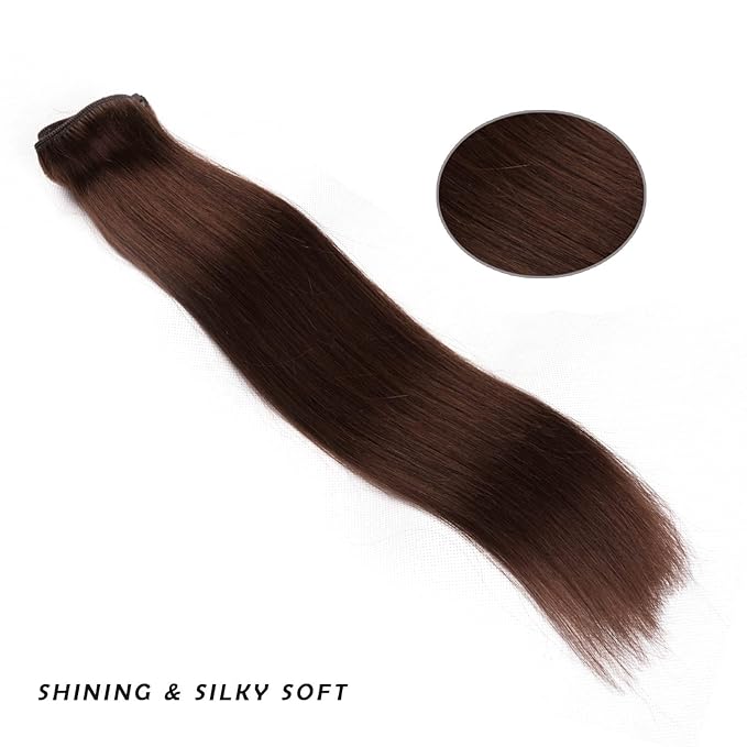 14" Clip in Hair Extensions Remy Human Hair for Women - Silky Straight Human Hair Clip in Extensions 50grams 4pieces Medium Brown #4 Color