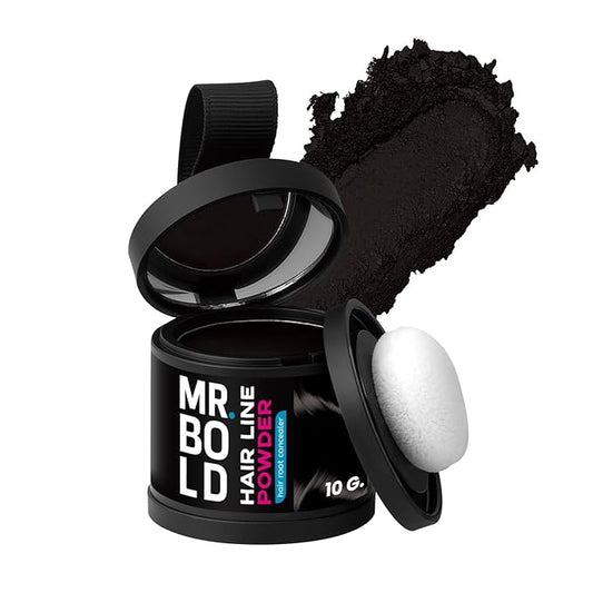 Mr Bold Hairline Powder - Instantly Conceals Hair Loss, BLACK Root Touch-Up Hair Color for Gray Coverage, Hair Shadow Toppers for Women and Men, Thin Hair Powder (10g)