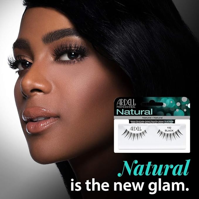 Ardell Natural Lashes 102 Demi Black – Lightweight, Reusable Fake Eyelashes with Natural Look for Beginners & Makeup Lovers, 4 Pack