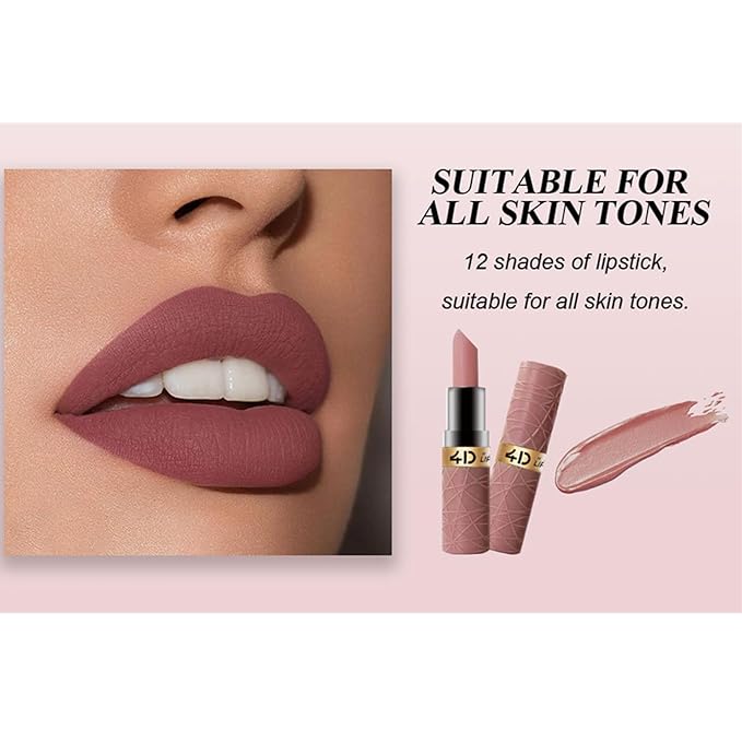 BONNIE CHOICE 6Pcs Matte Lipstick Set, Burgundy Wine Dark Red Brown Pink Purple Matte Lipstick Sets for Women Velvet Lipstick Long Lasting Waterproof 24 Hours Lipstick Makeup Christmas Day Gifts (B)