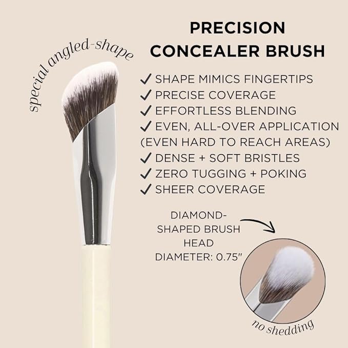 HALEYS Kabuki and Concealer Brush DUO, VEGAN + CRUELTY-FREE, Sustainable Wood, Airbrushed Finish For Creams, Liquids, Powder, Streak-free, Perfect Blending, Buffs, Blurs, Smooths with Control