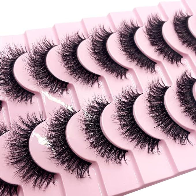HBZGTLAD New 10 Pairs 3D Mink Lashes False Eyelashes Handmade Wispy Fluffy Long Lashes Natural Eye Makeup Tools Eye Lashes(M04)