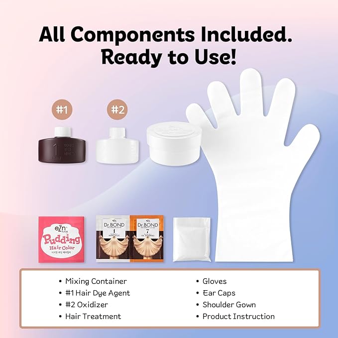 eZn Pudding Hair Dye, Ammonia-Free, Semi-Permanent DIY Korean Hair Dye Color with Keratin, Odorless Gentle for Sensitive Skin No Skin Irritation (Ash_Lavender)