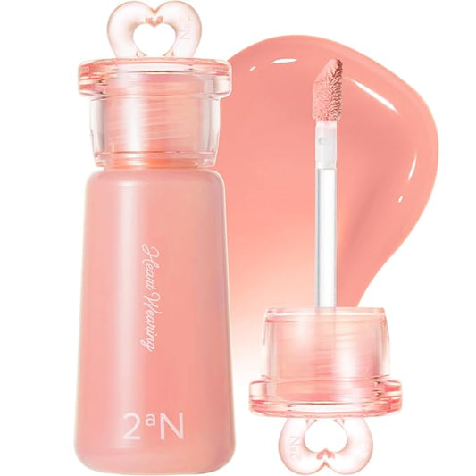 2aN Heart Wearing Liquid Cheek (0.15oz) – Dewy Liquid Blush with Soft Glow & Clear Layering | Hydrating Essence + Glossy Oil Blend | Buildable, Finger-Blend Texture | 8 Vibrant Shades (02 Peach Glow)