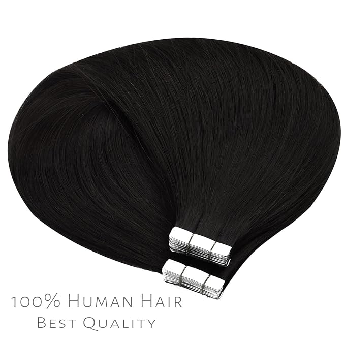 Lacerhair 22 Inch Seamless Remy Tape in Hair Extensions Human Hair - Double Side PU Skin Weft Real Virgin Human Hair Tape in ExtensionsColor Natural Black 50g 20pcs/set