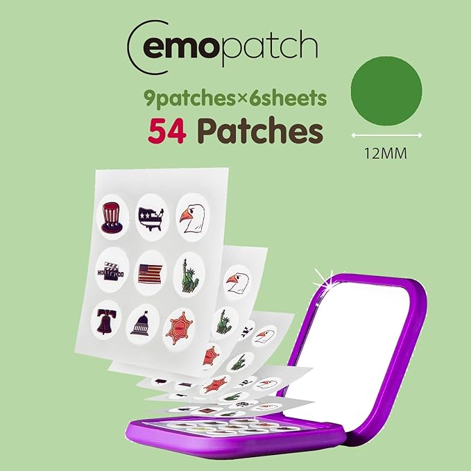 Acne Pimple Patches for Face 54 Count with Mirror Case for Day & Night Use - Hydrocolloid Pimple Pads, Emoji-Themed Blemish Dots, Clear Skin Treatment (USA)