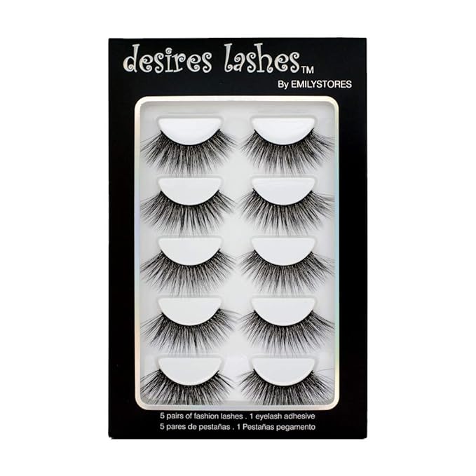 Natural Lashes 3D Layered Effect Fake-Mink Eyelashes Multipack 5Pairs, Glamorous