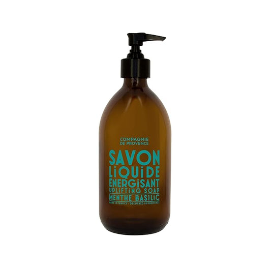 Compagnie de Provence Savon de Marseille Apothicare Liquid Soap, Mint Basil, 16.7 Fl Oz Glass Pump Bottle
