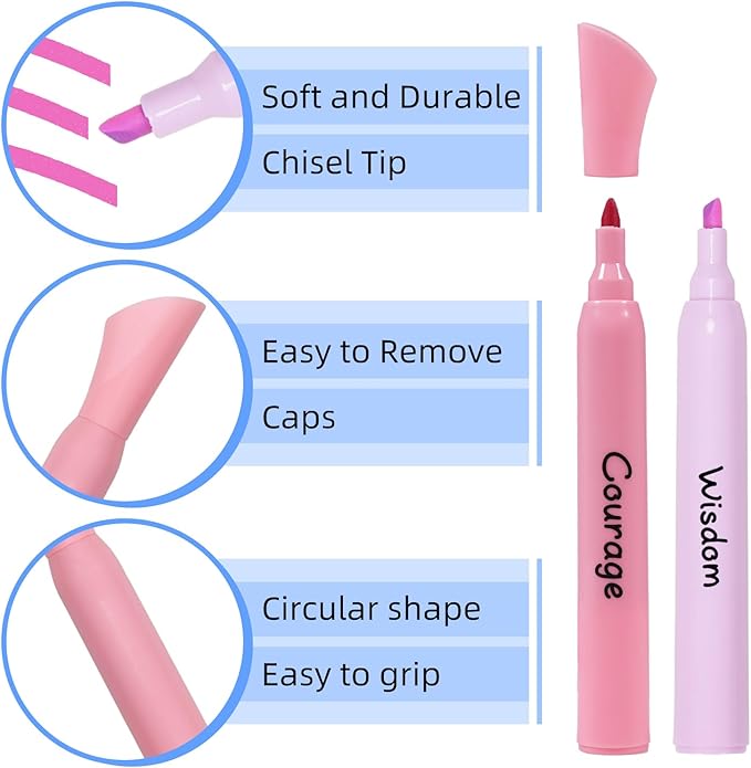 Highlighters Assorted Colors, 6 Pack Tank Style Highlighters, Chisel Tip, No Bleed Bible Highlighter Markers for Teacher Students, Classroom Must Have, School Supplies