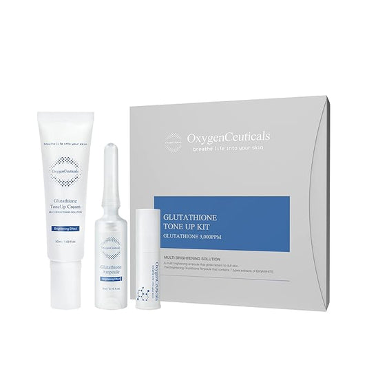 OxygenCeuticals Glutathione ToneUp Kit – Antioxidant Skincare Set with Glutathione and Niacinamide, Ampoule and Cream Duo 2-Piece Set, Made in Korea