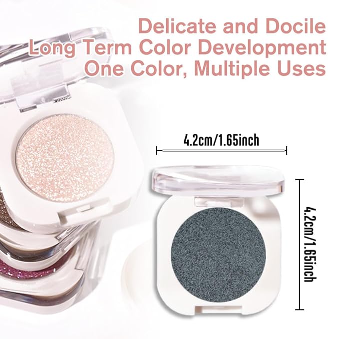 Dark Teal Glitter Eyeshadow Palette for Women, Single Monochrome Eye Shadow Makeup, Shiny Pressed Powder, Blendable Natural sombras para ojos, Holographic,Vegan,Travel -33