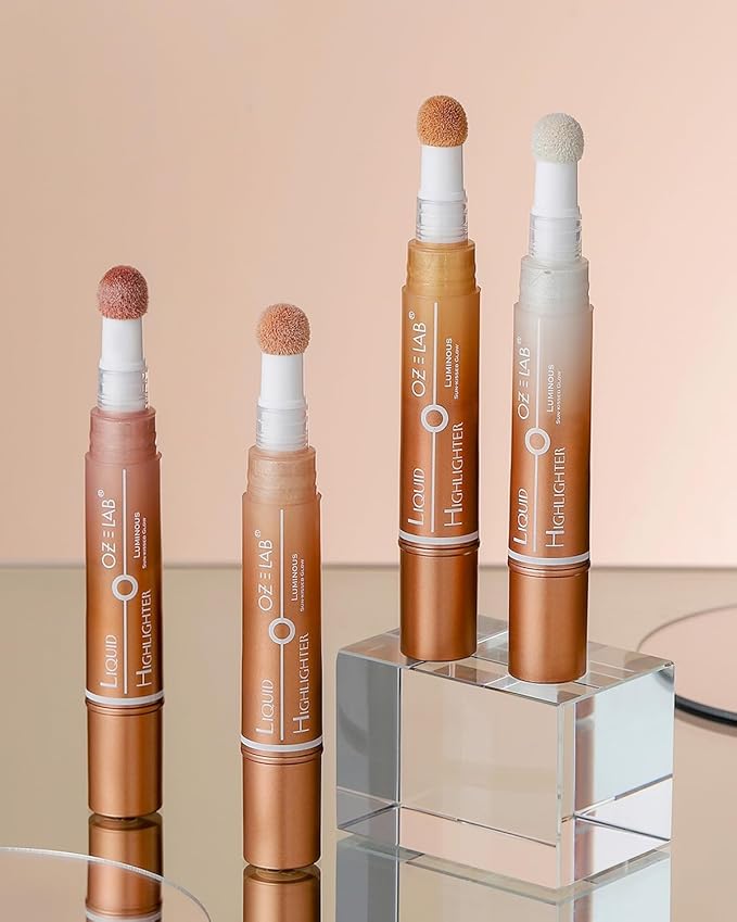 Angelo Glow Liquid Highlighter Wand Silver – Buildable Illuminating Makeup Stick for Face and Body – Radiant Finish – 6ML/0.21FL.OZ，PACK OF 1