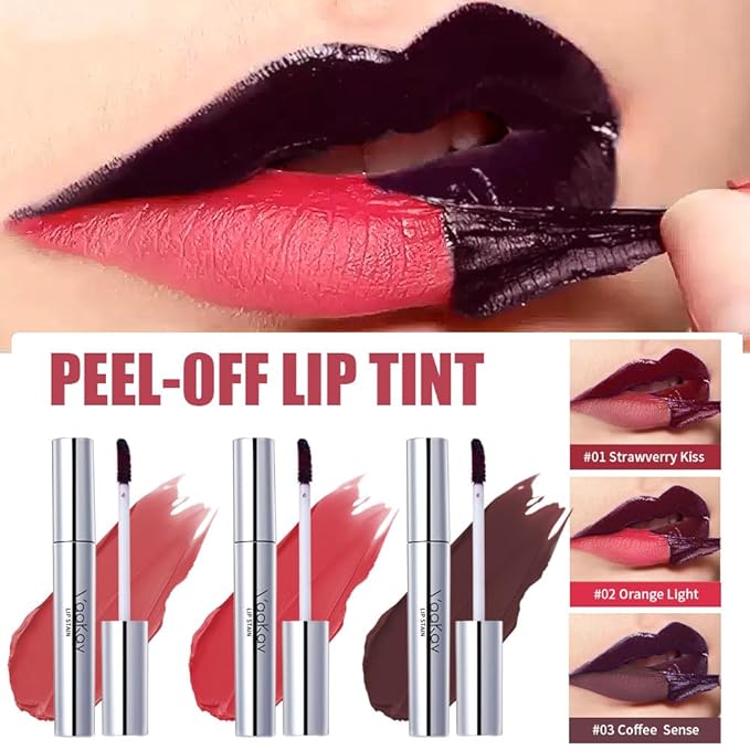 Peel Off Lip Tint Matte Long-Lasting Lip Liner Tattoo Waterproof Temperature Color Sense Lip Stain Smudge Proof Transfer Proof Highly Pigmented Gift for Girl(01 Strawverry Kiss)