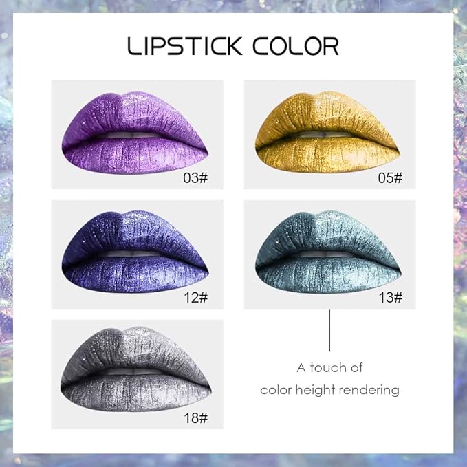 Kilshye Glitter Lipstick Matte Liquid Lipsticks Metallic Lip Glaze High Pigment Lipgloss Long Lasting Waterproof Lip Makeup for Women and Girls Pack of 1 (A- Purple 3)