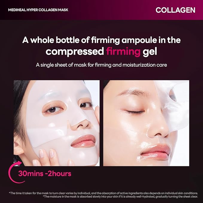 Mediheal Hyper Collagen_Collagen Real Deep Mask 4pcs | Collagen Gel Mask for Multi-lifting Care | Achieves Bouncy Skin | Boosts Pore Elasticity | 30mins Quick Care | Extra Hydration