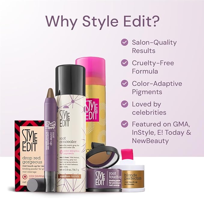 Style Edit Root Touch Up Powder, to Cover Up Dark Roots and Grays Between Salon Visits, Water Resistant, Non-Sticky, Compact And Mess-Free, Medium Brown Hair Color (Pack of 3)