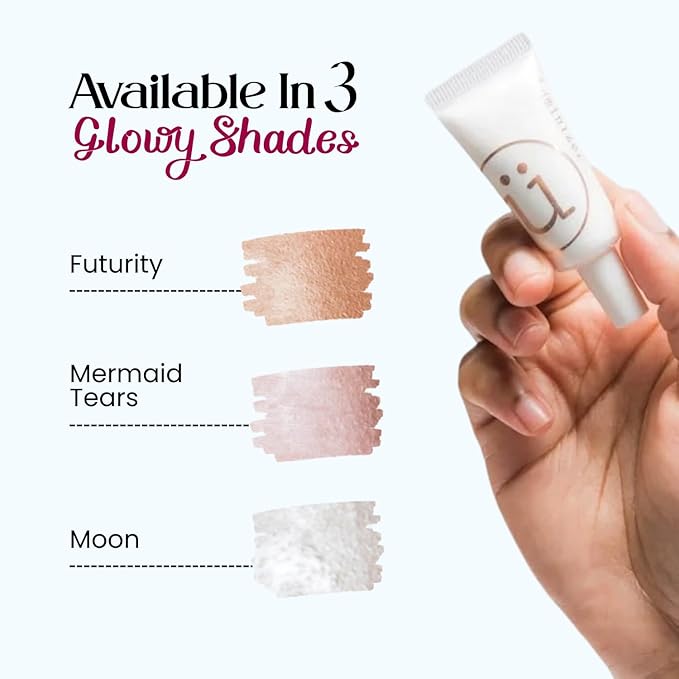 M2U NYC Liquid Highlighter Makeup – Lightweight Luminizer for Natural Radiant Glow with Shimmer – Ultra Smooth Hydrating Illuminator, Face, Cheekbone & Body Glow Enhancer Pink Pearl (Mermaid Tears)
