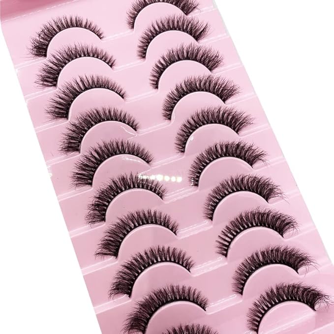 HBZGTLAD New 10 Pairs 3D Mink Lashes False Eyelashes Handmade Wispy Fluffy Long Lashes Natural Eye Makeup Tools Eye Lashes(28-10pairs)