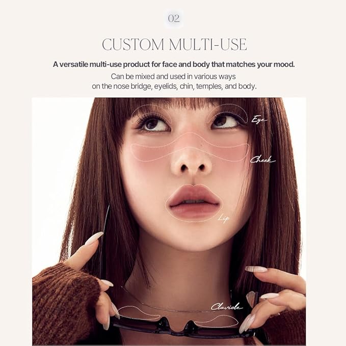 Heart Percent Dote On Mood Custom Lip & Cheek, Matte (Fog Pot) + Glow (Shine Balm) Dual Type Multi-use Blush & Lip Tint [#02. Healthy Coral]