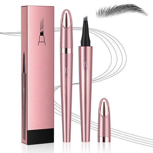 Eyebrow Pen, 2025 New 3D Waterproof Microblading Eyebrow Pencil, 4 Tip Eye Brow Pen, Natural Makeup Long-Lasting Fine Stroke Magic Eyebrow Pencil Stay on All Day (Grey)