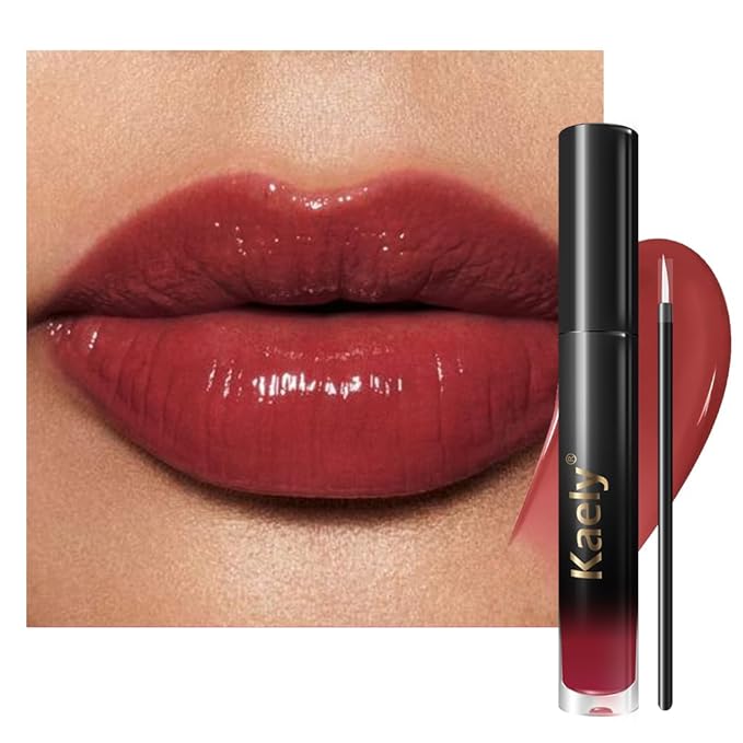 Kaely Longwear Shine Lipstick for Women, Highly Pigmented Liquid Lip Color Makeup, Non-Transfer Lip Gloss Stain Waterproof Smudge Proof 24 Hour, Glossy Finish, Vegan & Cruelty-free, 04 LIPPY
