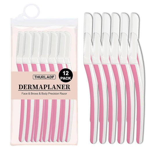 Dermaplane Razor for Women Face, Eyebrow Razor, Face Razors for Women, Dermaplaning Tool, Travel Essentials, (12 pcs, Pearl Blush)