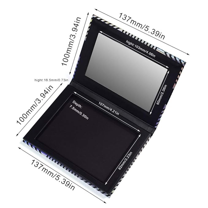 TUOKING Makeup Magnetic Palette with Mirror and 20Pcs Metal Stickers Empty Storage Palette for Eyeshadow Powder Highlighter